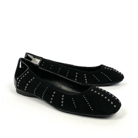 New Donald J Pliner Darren Black Studded Suede & Patent Leather Ballet Flat 8.5 - Picture 5 of 11